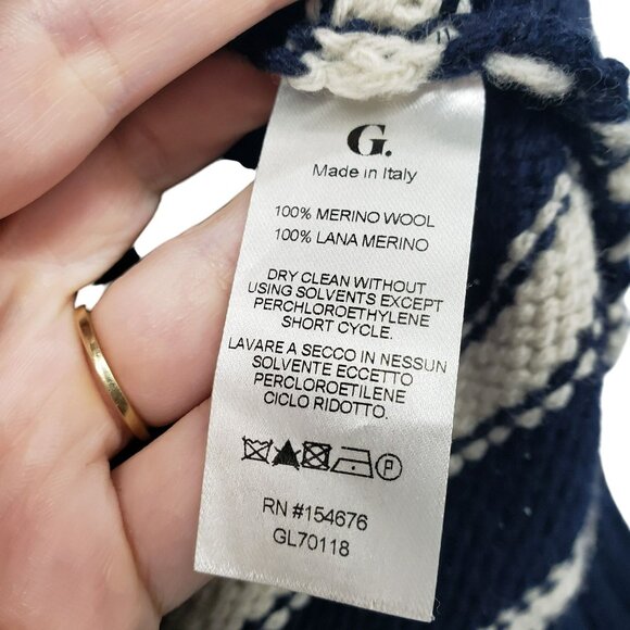 G Label by Goop GWYN Shand Merino Wool Sweater Half Zip Blue White Cream - Picture 9 of 11